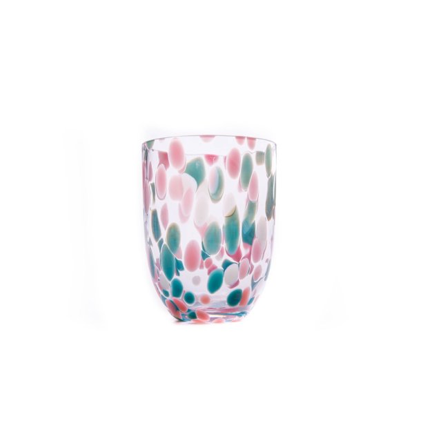 Glas - Big Confetti Tumbler (Rosa, Turkis &amp; Lysebl)